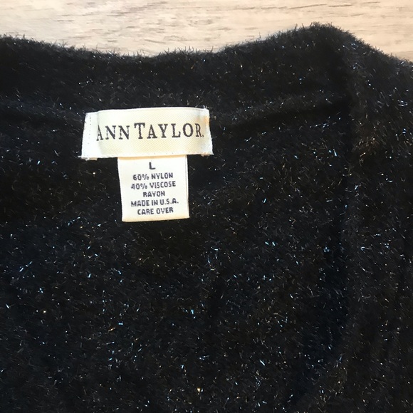 ANN TAYLOR BLACK & SPARKLE BUTTON DOWN CARDIGAN SWEATER Long Sleeve Size Large - Picture 7 of 8